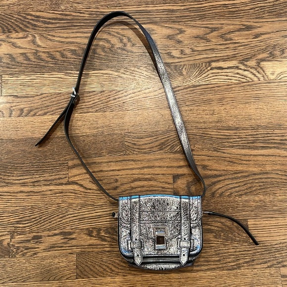 💕HP💕Proenza Schouler Mini PS1 Metallic silver Leather Crossbody Bag - Picture 6 of 16